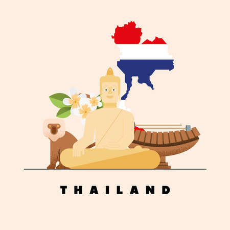 thailand culture poster with iconsのイラスト素材