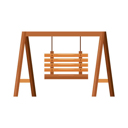Garden wood swing on white backgroundのイラスト素材