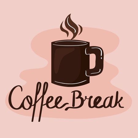 coffee break label with cupのイラスト素材
