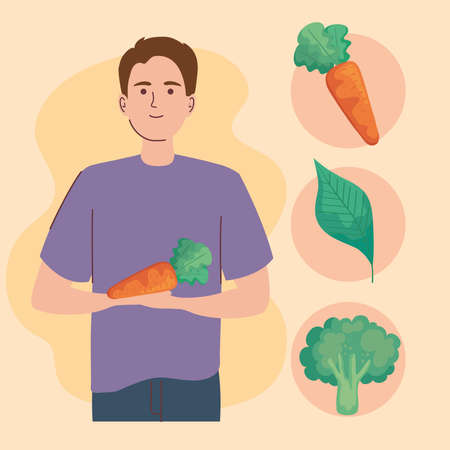 man with carrot and vegetableのイラスト素材