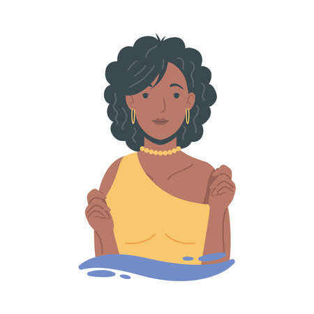 young afro woman avatar characterのイラスト素材