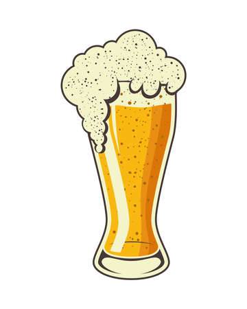beer in glass with foamのイラスト素材