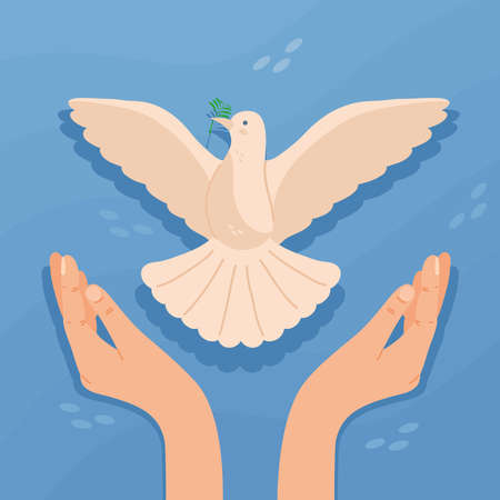 day of peace hands and doveのイラスト素材