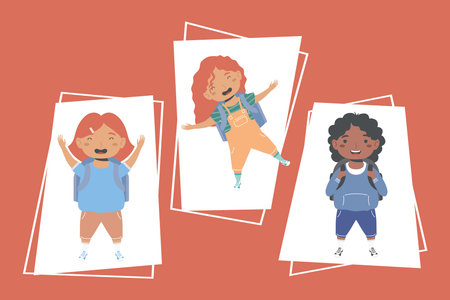 three schoolgirls characters back to school