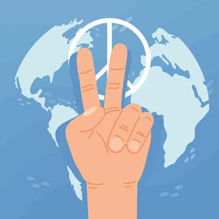day of peace card with hand symbolのイラスト素材