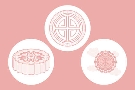 three chinese moon festival set iconsのイラスト素材