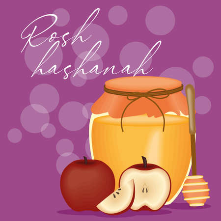 rosh hashanah card with honeyのイラスト素材