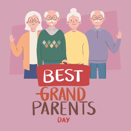card for the best of grandparentsのイラスト素材