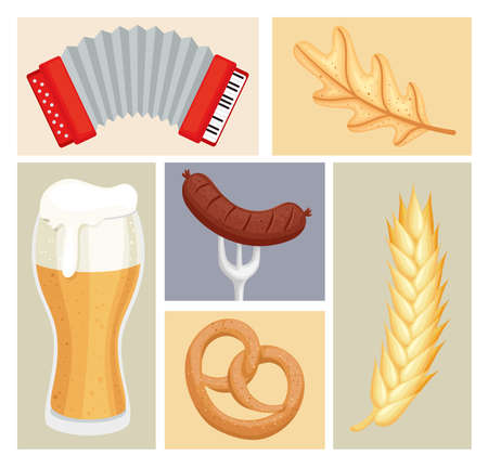 set of oktoberfest objectsのイラスト素材