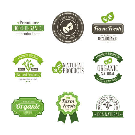 icons for organic products labelのイラスト素材