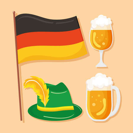 oktoberfest traditional iconsのイラスト素材