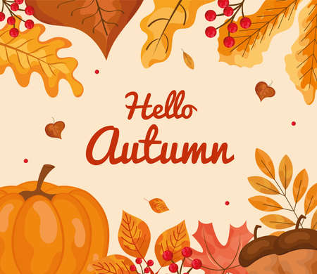 hello autumn season bannerのイラスト素材