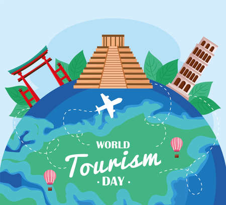 world tourism day postcardのイラスト素材