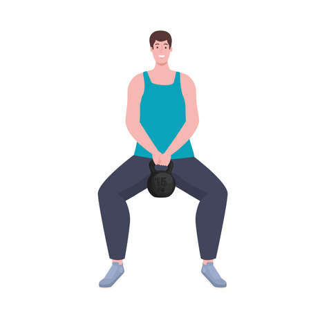 athletic man lifting dumbbellのイラスト素材