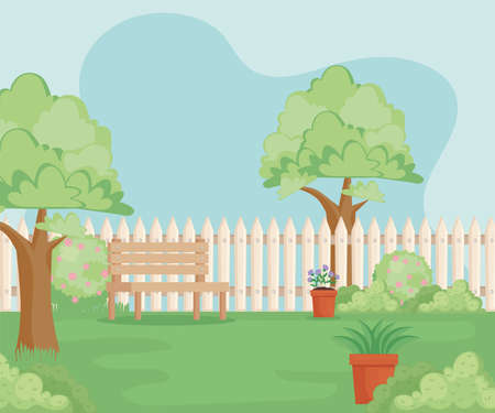 garden backyard sceneのイラスト素材