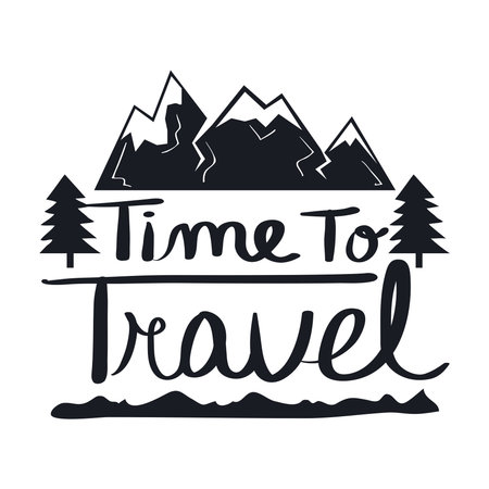 travel lettering with mountainsのイラスト素材