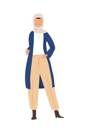 elegant muslim woman standing characterのイラスト素材