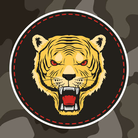 tiger patch poster retro style iconのイラスト素材
