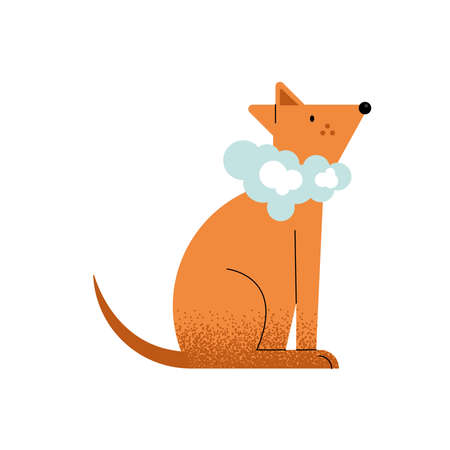 cute dog with foam in neckのイラスト素材