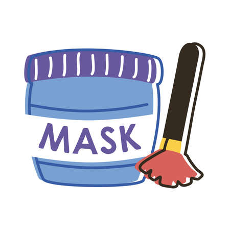 facial cream and brush cosmeticのイラスト素材