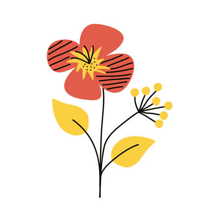 orange flower garden nature iconのイラスト素材