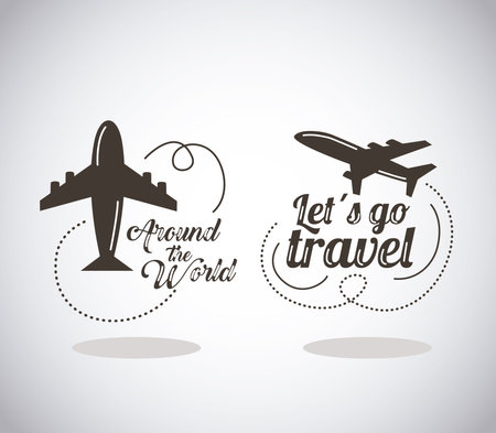 two travel letterings with airplanesのイラスト素材