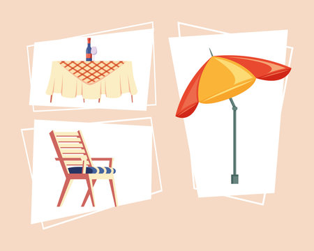 set of house backyard objectsのイラスト素材