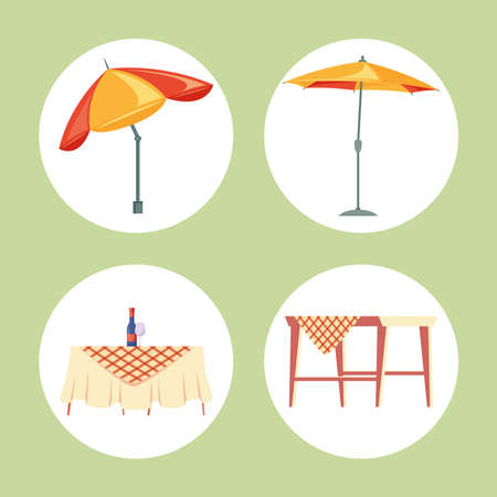 set of backyard and picnic iconsのイラスト素材