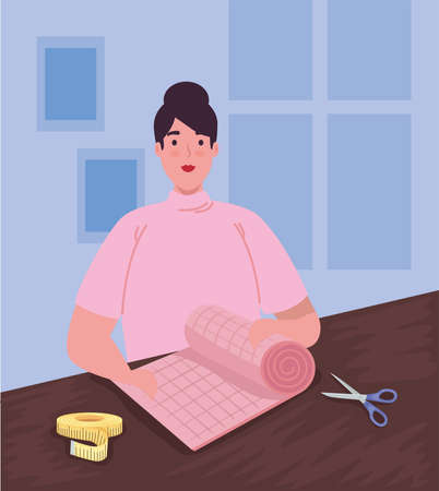 Clothes designer with pink clothのイラスト素材