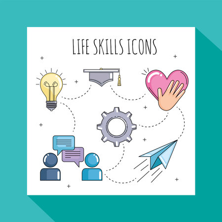 Life skills icons in frameのイラスト素材