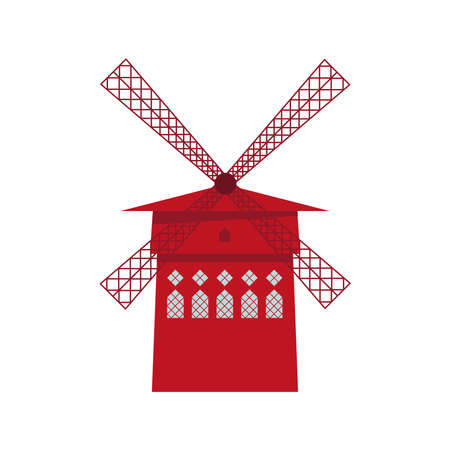 windmill farm facade isolated iconのイラスト素材