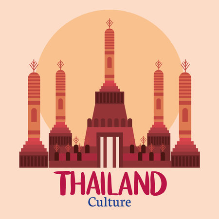 Thailand culture templeのイラスト素材