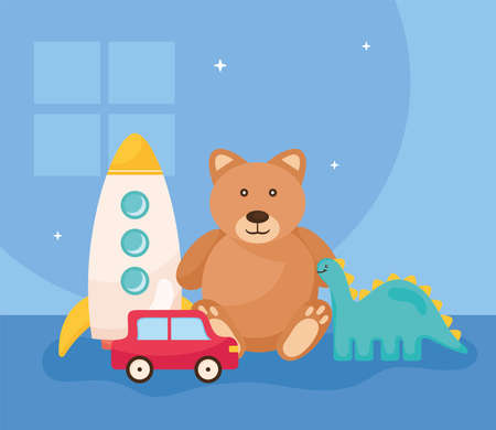 teddy bear and toysのイラスト素材