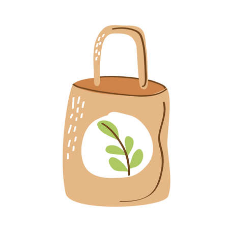 reusable bag with leaves isolated iconのイラスト素材