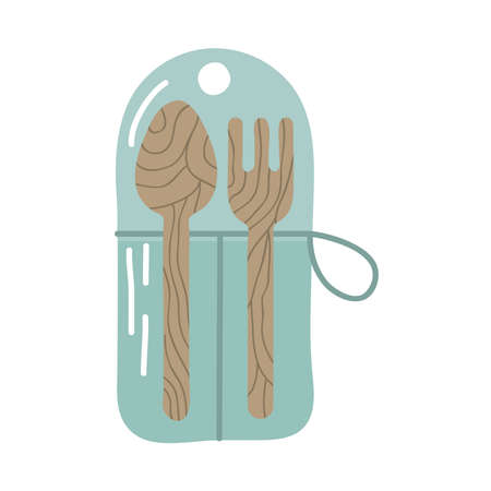 reusable spoon and fork isolated iconのイラスト素材