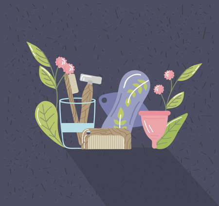 reusable personal hygiene different productsのイラスト素材