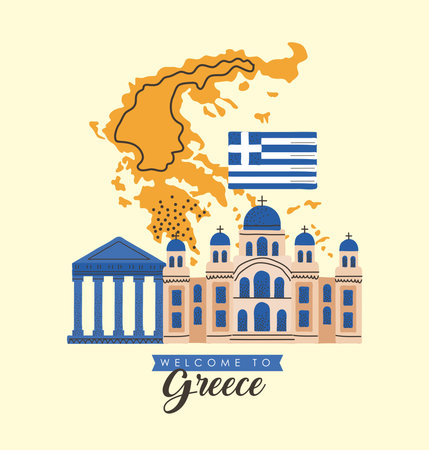 banner of welcome to greeceのイラスト素材