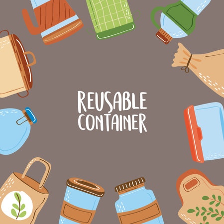 poster with reusable different containersのイラスト素材