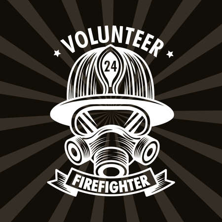 volunteer firefighter poster with helmetのイラスト素材