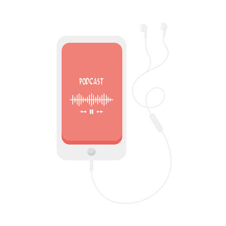 Podcast in smartphoneのイラスト素材