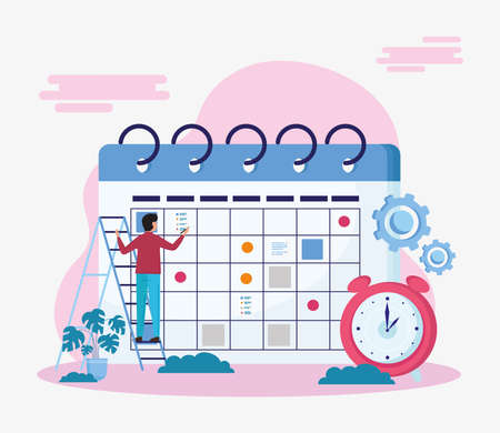 Man planning on calendarのイラスト素材