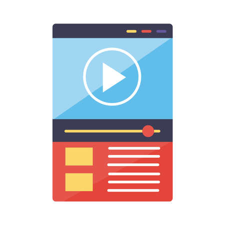 play in video screen on white backgroundのイラスト素材