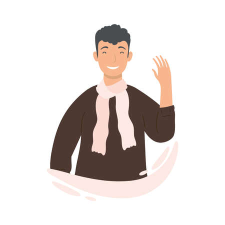 man saying hello, person human peopleのイラスト素材