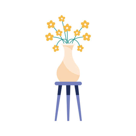 flowers in vase on chair on white backgroundのイラスト素材