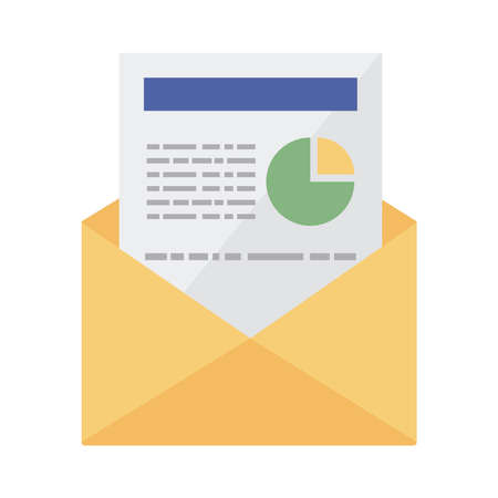 pie chart on document in envelopeのイラスト素材