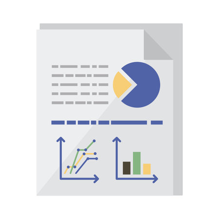 charts on document paper on white backgroundのイラスト素材