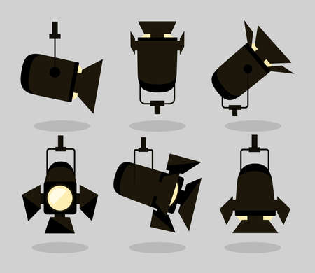 spotlights symbol collection on gray backgroundのイラスト素材