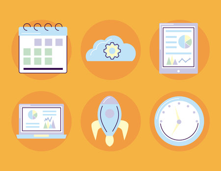 analytics symbol set on orange background