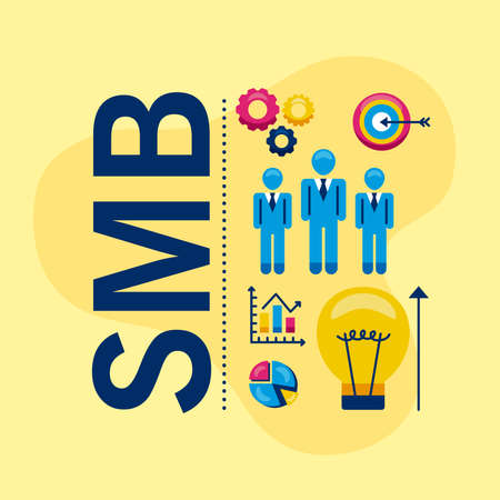 smb icon group on yellow backgroundのイラスト素材