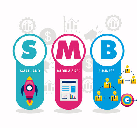smb graphic with icons on white backgroundのイラスト素材